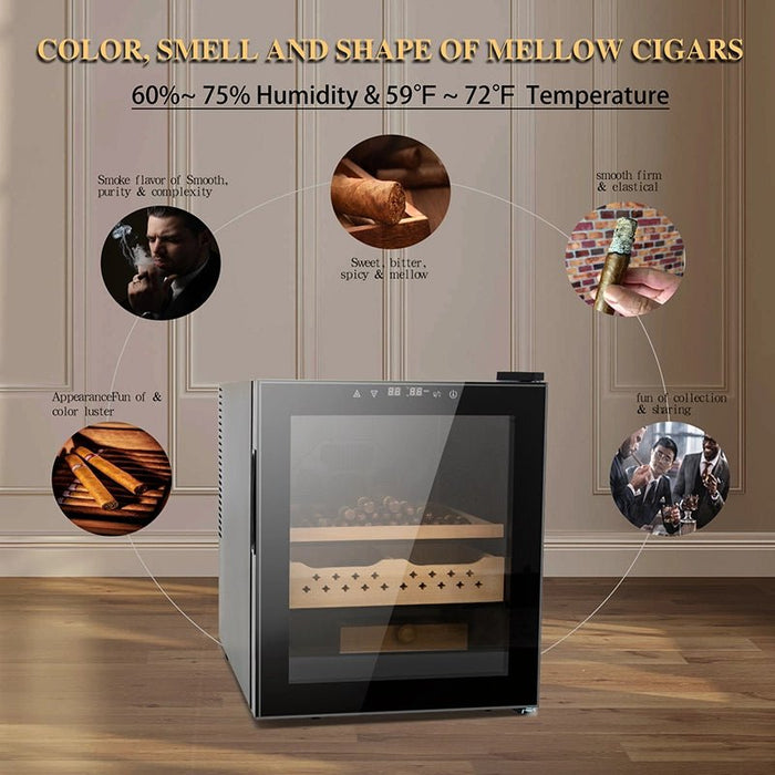 50L Cigar Humidors with 3 - IN - 1 Cooling - Heating & Humidity Control, 250 Counts Capacity Cigar Humidor Humidifiers with Constant Temperature Controller - Gear Elevation