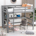Full Size Loft Bed with Under - bed Desk and Multifunction Shelves - Gear Elevation