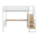 Full Size Metal Loft Bed with Desk Storage Stairs and Small Wardrobe Stairs - Gear Elevation