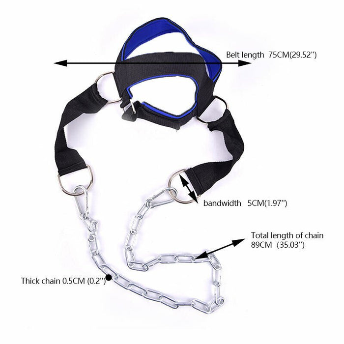 Neck and Head Harness - Neck Training Head Harness with Chain for Weight Lifting, Chin and Neck Strengthening Workout - Gear Elevation