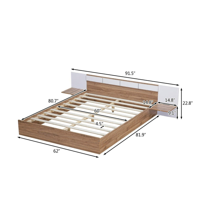 Queen - Size Platform Bed with Headboard Shelves, USB Ports, and Sockets - Gear Elevation