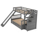 Twin over Full Multifunction Bunk Bed with Drawers, Storage, and Slide - Gear Elevation